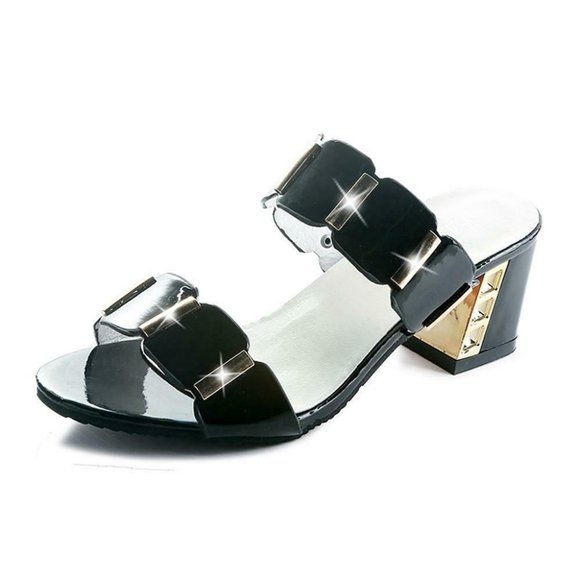 NWT FASHION SLIP ON BLOCK HEELS SANDALS EU40,‎ US-7 - Picture 2 of 11